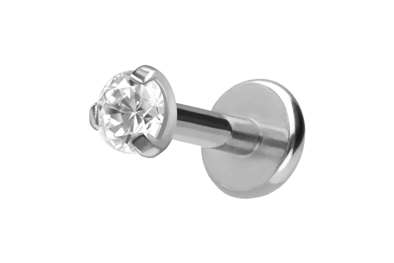 Titan Labret Piercing mit Push Fit EINGEFASSTER KRISTALL